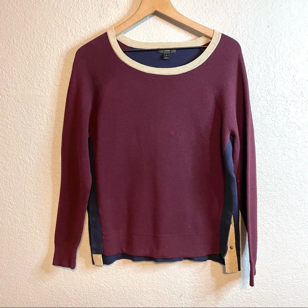 J.Crew Colorblock Side Snap Slits Knit Sweater